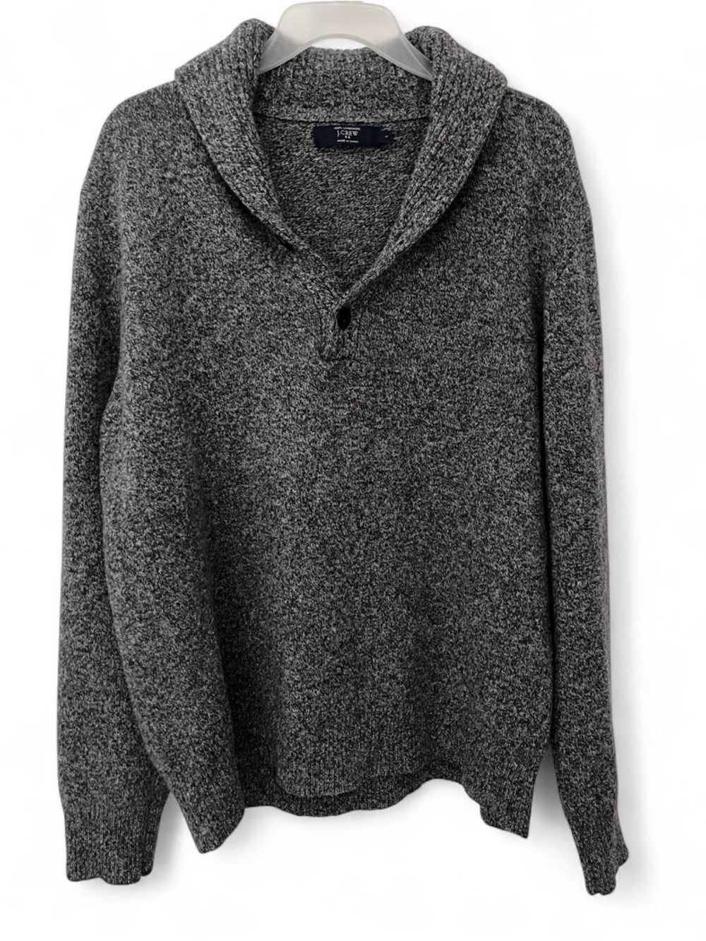 J. Crew Men's Gray V-Neck Shawl Collar Sweater